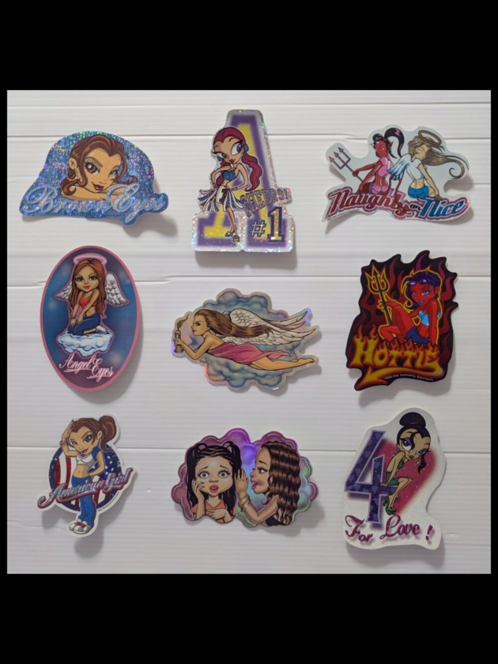Lot of 9 Vintage Y2K Vending Machine Prism/Holo Stickers - Cuties, Glamour Girls